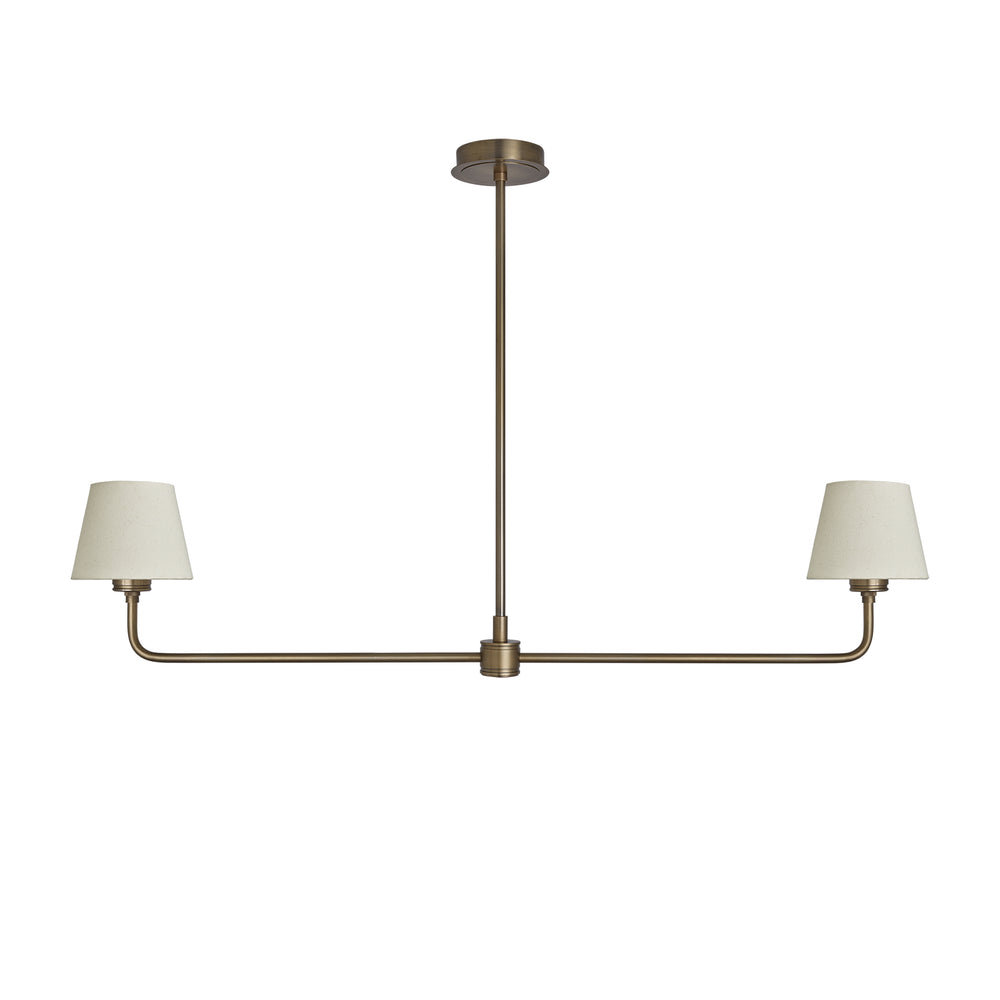 Albany Double Pendant Light with Natural Cotton Shades in Brass, Product Code AL-P-D-B-EM-S-NC-GB