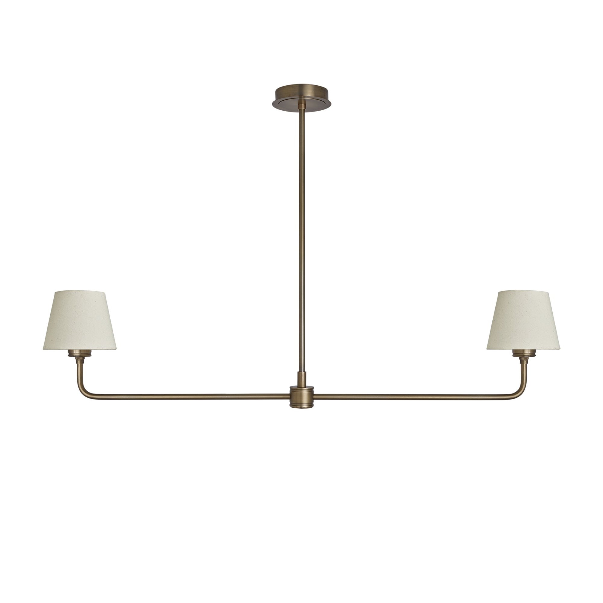 Albany Double Pendant Light with Natural Cotton Shades in Brass, Product Code AL-P-D-B-EM-S-NC-GB
