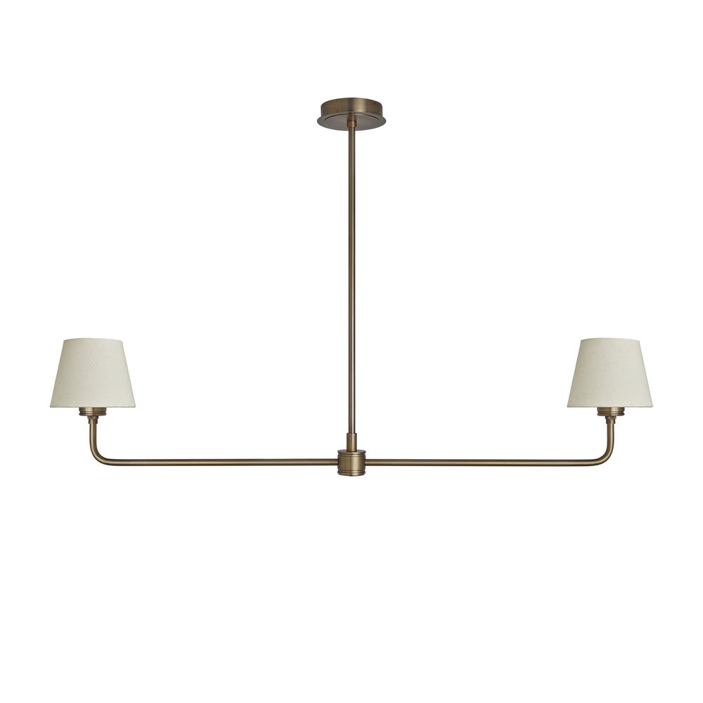 Albany Double Pendant Light with Natural Cotton Shades in Brass, Product Code AL-P-D-B-EM-S-NC-GB