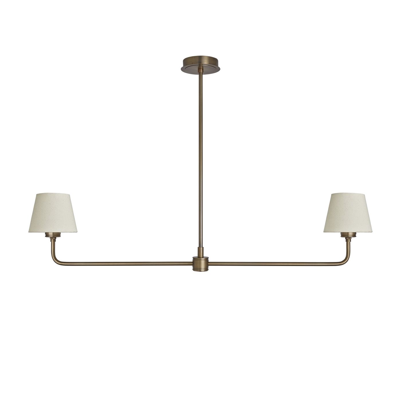 Albany Double Pendant Light with Natural Cotton Shades in Brass, Product Code AL-P-D-B-EM-S-NC-GB