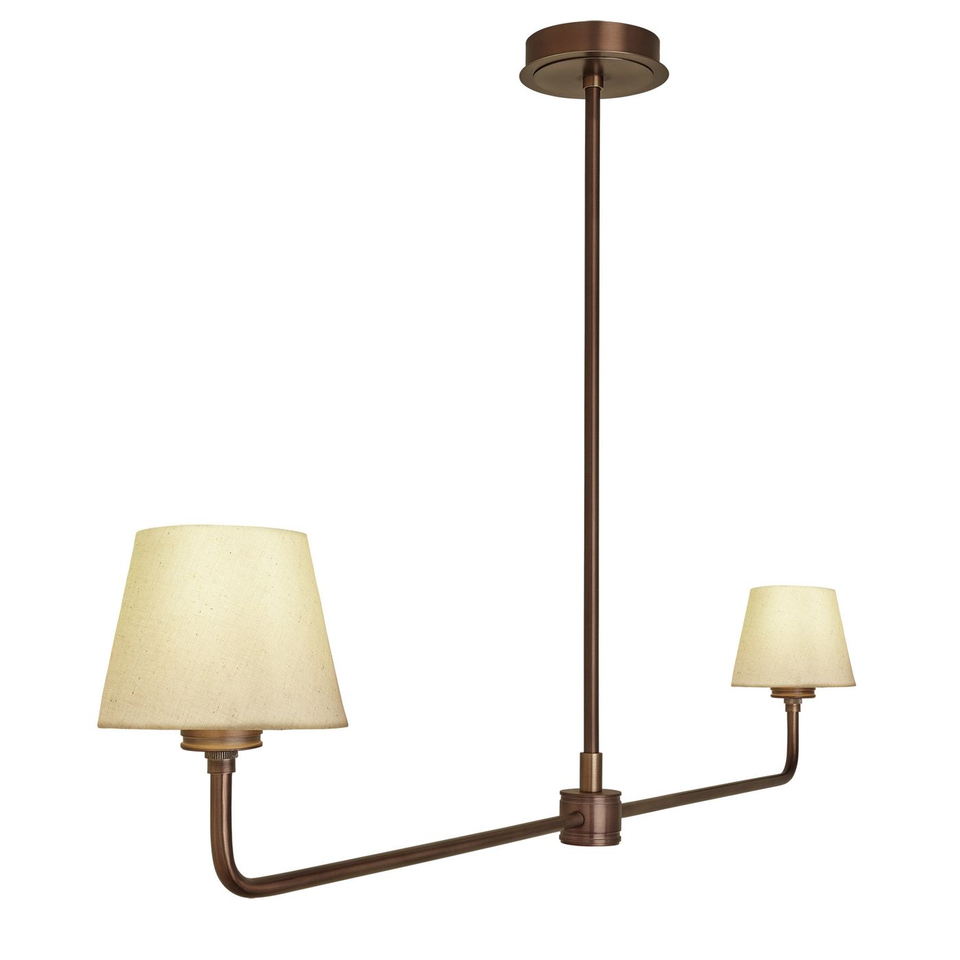 Albany Double Pendant Light with Natural Cotton Shades in Bronze, Product Code AL-P-D-BZ-EM-S-NC-GB