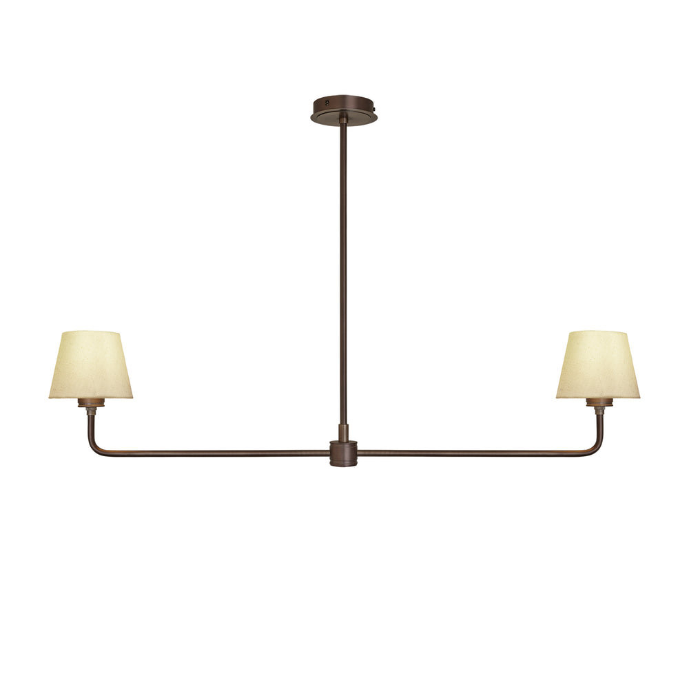 Albany Double Pendant Light with Natural Cotton Shades in Bronze, Product Code AL-P-D-BZ-EM-S-NC-GB