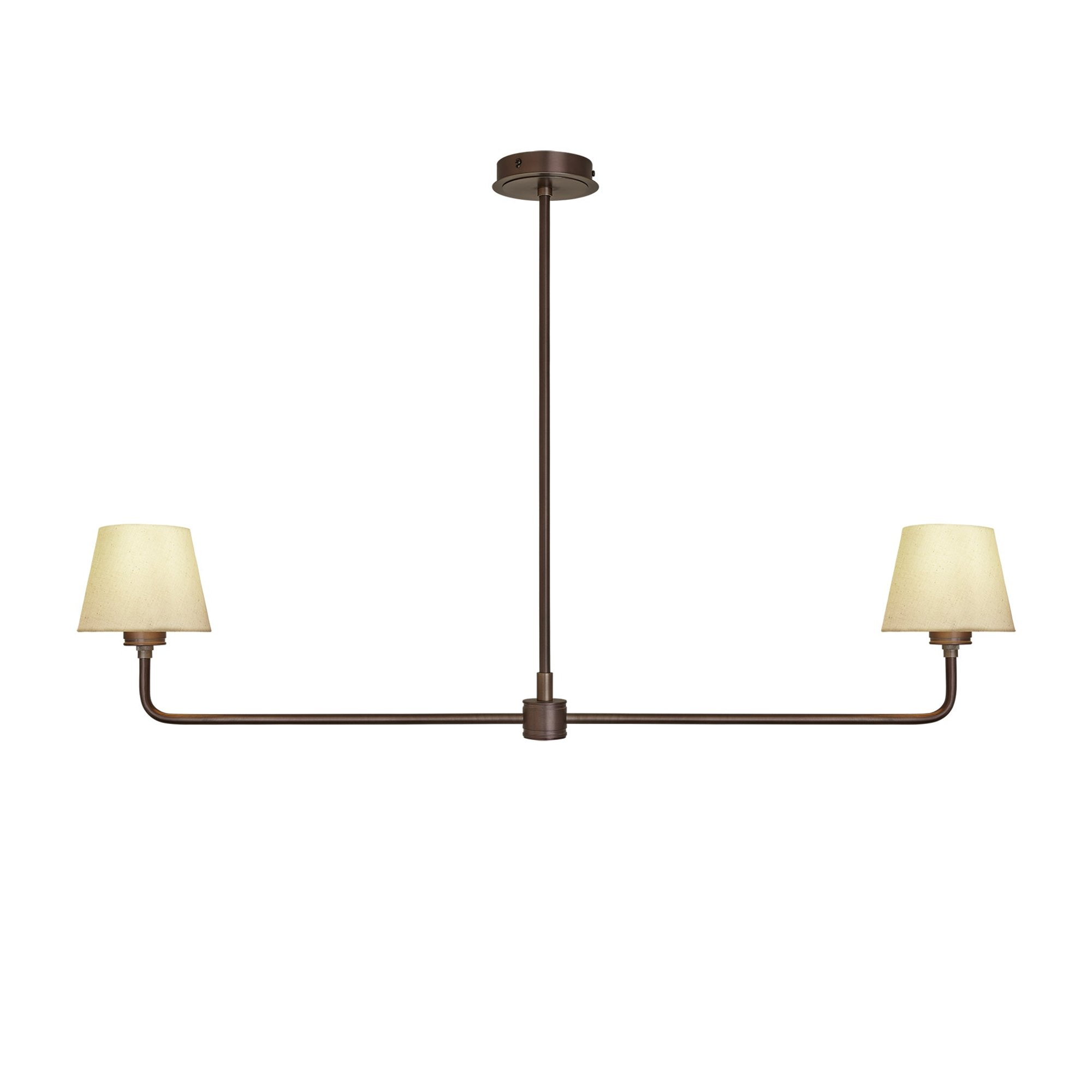 Albany Double Pendant Light with Natural Cotton Shades in Bronze, Product Code AL-P-D-BZ-EM-S-NC-GB