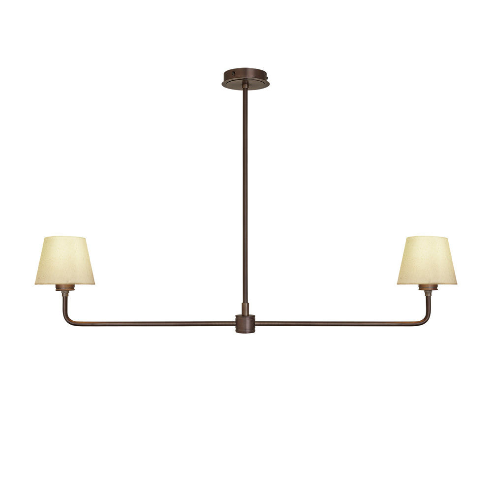 Albany Double Pendant Light with Natural Cotton Shades in Bronze, Product Code AL-P-D-BZ-EM-S-NC-GB