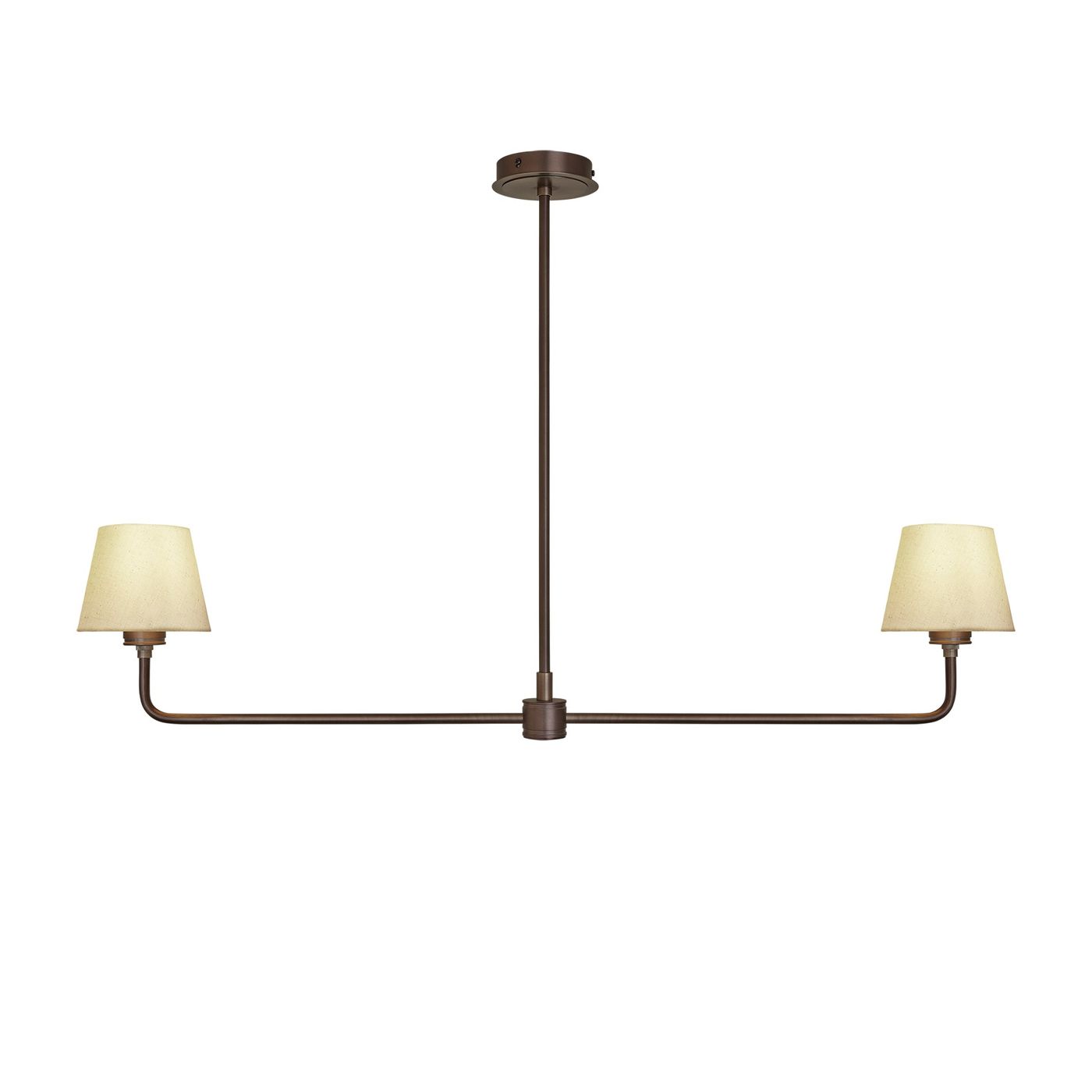 Albany Double Pendant Light with Natural Cotton Shades in Bronze, Product Code AL-P-D-BZ-EM-S-NC-GB
