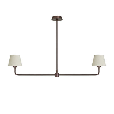 Albany Double Pendant Light with Natural Cotton Shades in Bronze, Product Code AL-P-D-BZ-EM-S-NC-GB