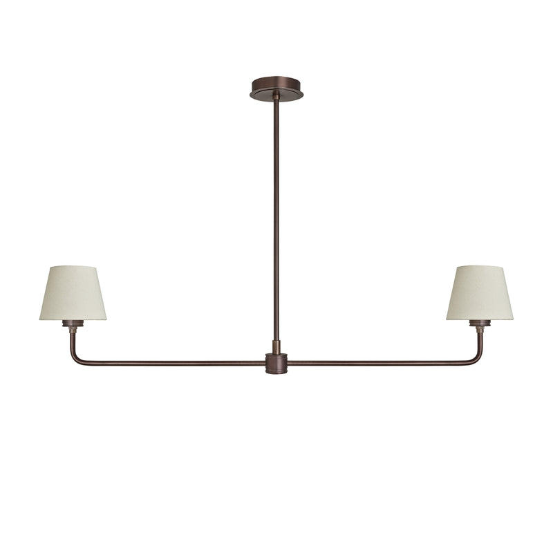 Albany Double Pendant Light with Natural Cotton Shades in Bronze, Product Code AL-P-D-BZ-EM-S-NC-GB