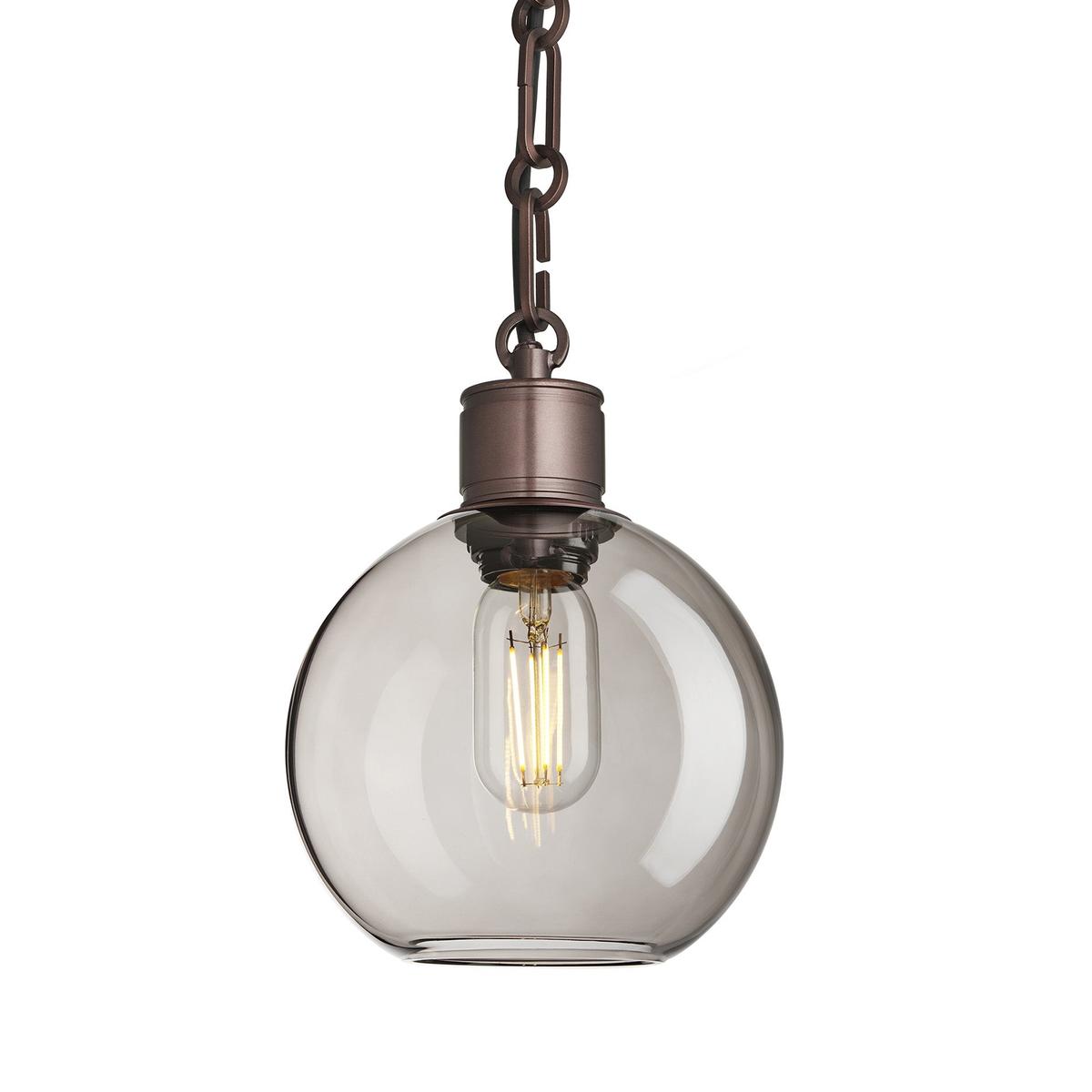 Albany Chain Clear Glass Globe Pendant Light in  7 Inch with Bronze Holder