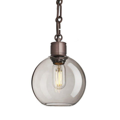 Albany Chain Clear Glass Globe Pendant Light in  7 Inch with Bronze Holder