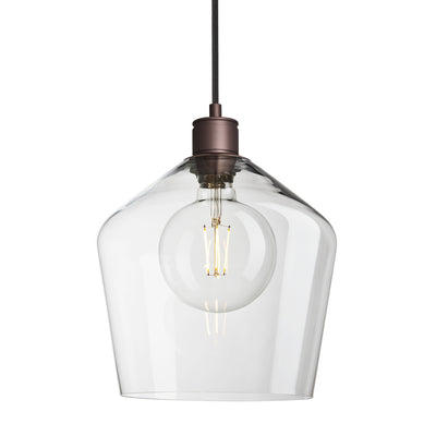 Albany Clear Glass Schoolhouse Pendant Light in 10 Inch with Bronze Holder