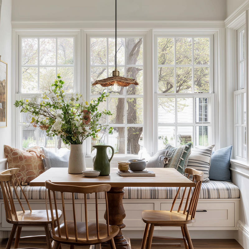 Albany Seagrass Fluted Slope Pendant Light in 12 Inch with Brass Holder