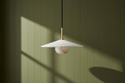 Alabaster Slope Pendant Light in 12 Inch with Brass Holder