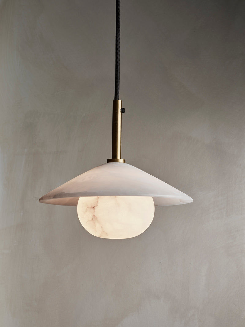 Alabaster Slope Pendant Light in 8 Inch Brass Finish