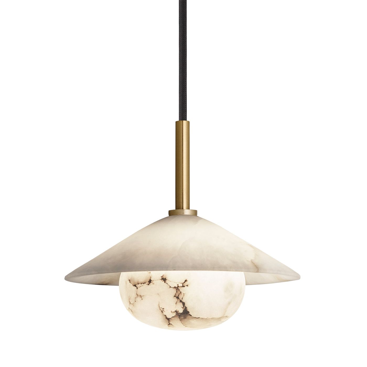 Alabaster Slope Pendant Light in 8 Inch Brass Finish