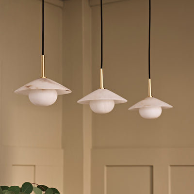 Alabaster Stone Slope Pendant Light - 8 Inch - Brass - Dining Room Lights - Industville Lighting UK