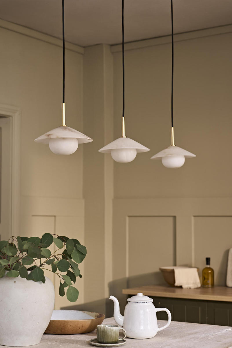Alabaster Slope Pendant Light in 8 Inch Brass Finish