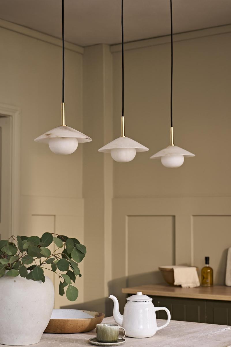 Alabaster Slope Pendant Light in 8 Inch Brass Finish