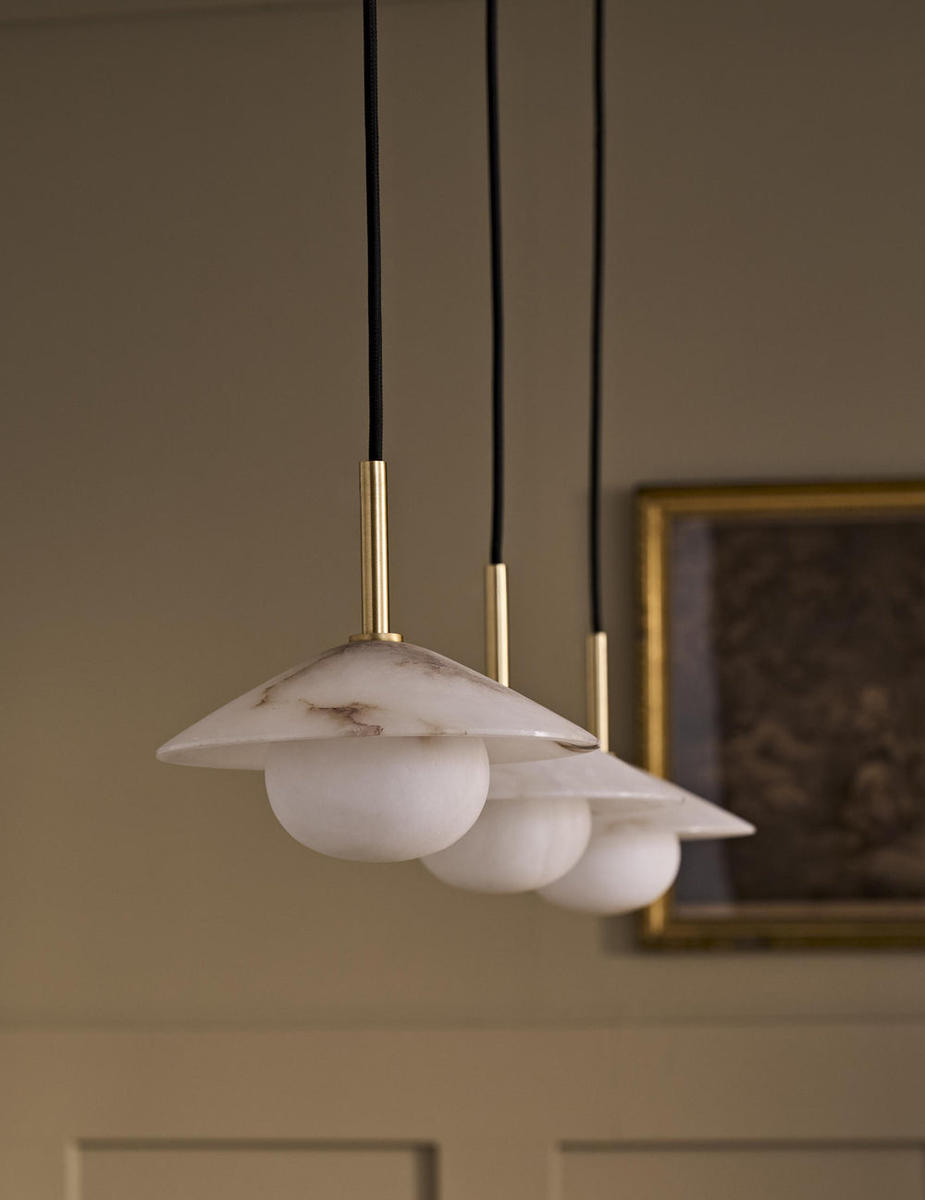 Alabaster Slope Pendant Light in 8 Inch Brass Finish