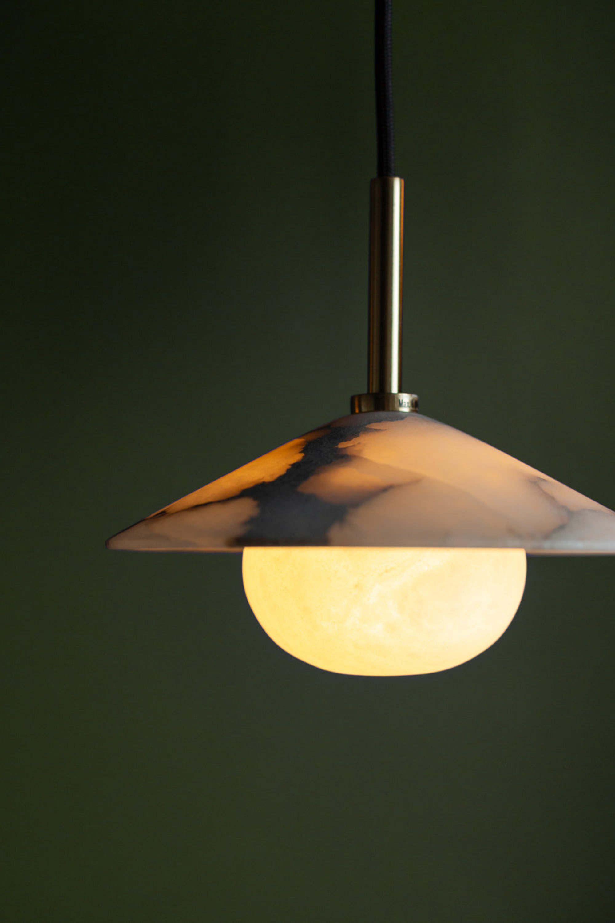 Alabaster Slope Pendant Light in 8 Inch Brass Finish