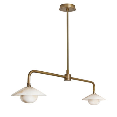 Alabaster Stone Slope Bar Pendant Light - Double - Brass - Dining Room Lights - Industville Lighting UK