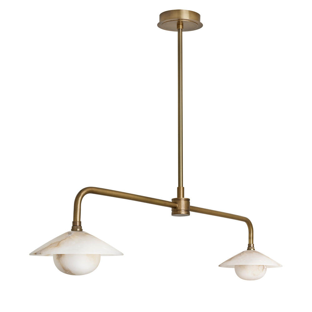 Alabaster Slope Double Bar Pendant Light in Brass Finish