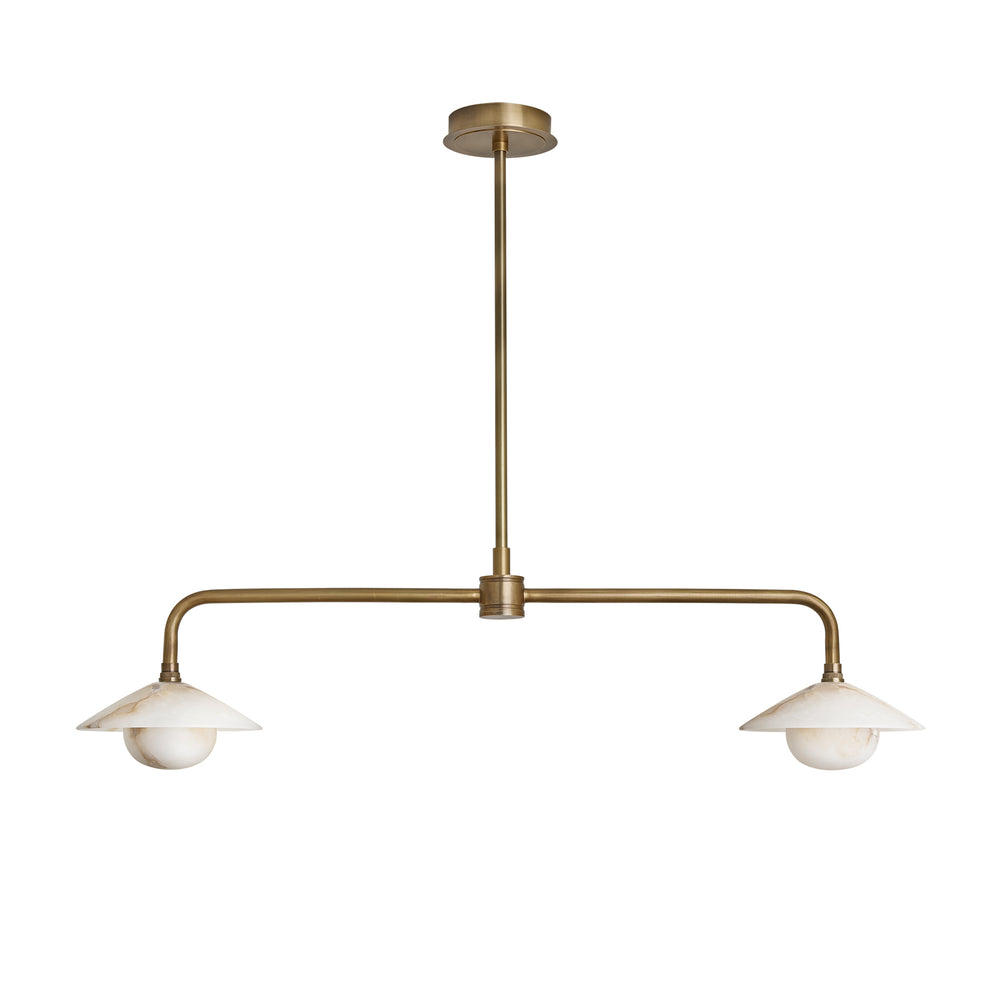Alabaster Slope Double Bar Pendant Light in Brass Finish