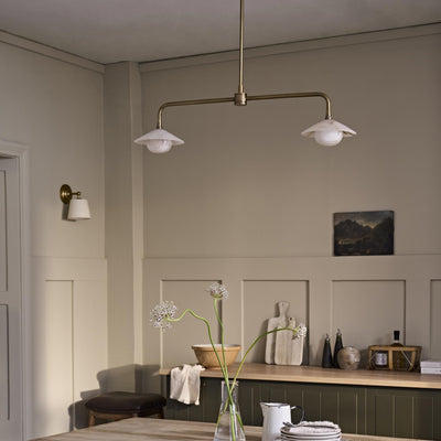 Alabaster Slope Double Bar Pendant Light in Brass Finish