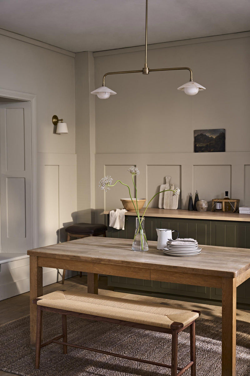 Alabaster Slope Double Bar Pendant Light in Brass Finish