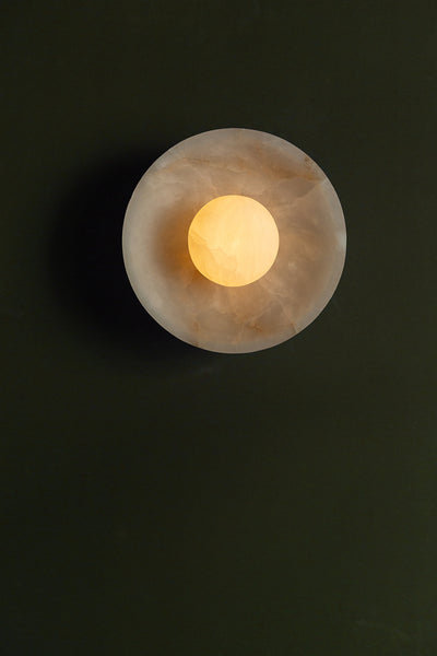 Alabaster Stone Diffuser Wall Light - 10 inch - White - Wall Lights - Industville Lighting UK