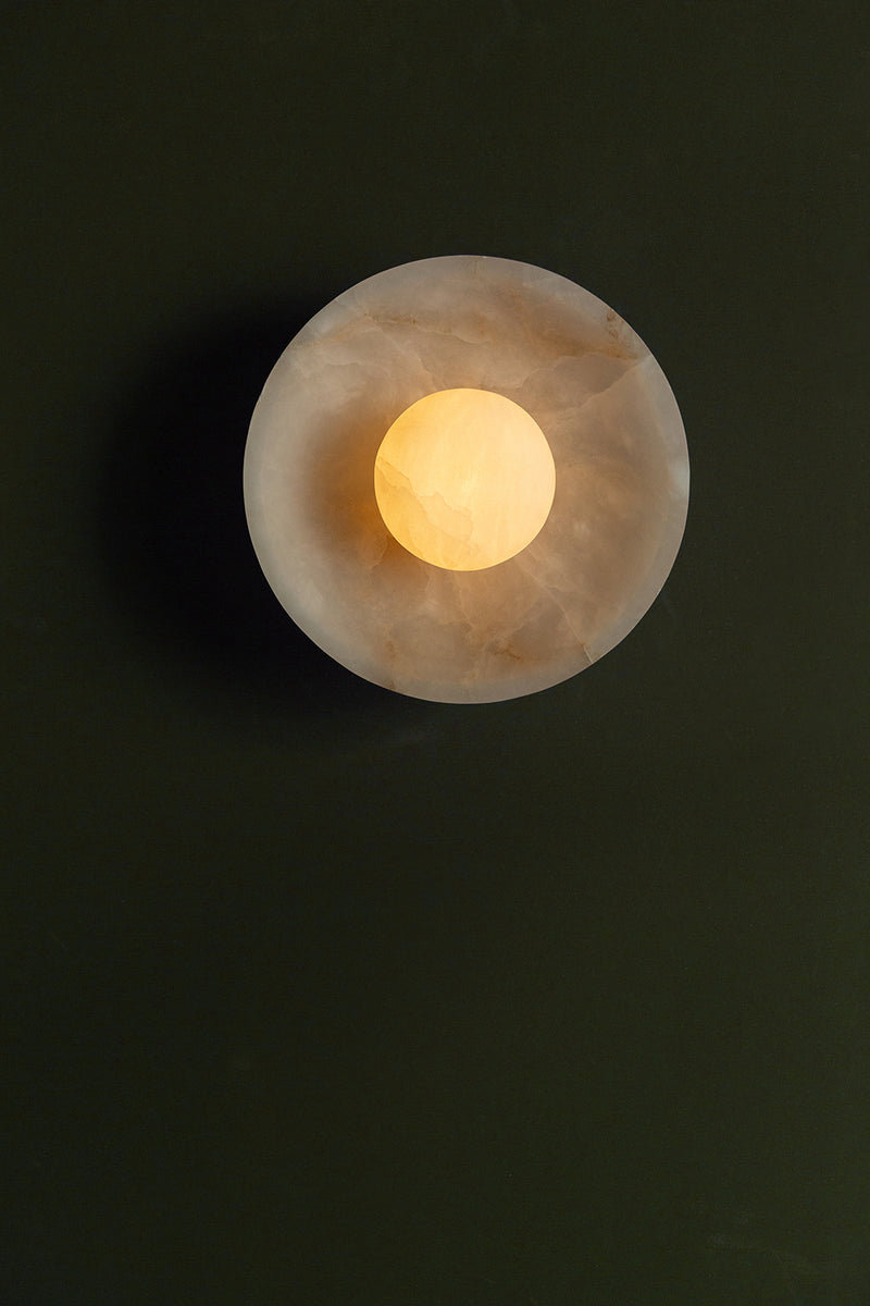 Alabaster Stone Diffuser Wall Light - 10 inch - White - Stone Lighting - Industville Lighting UK