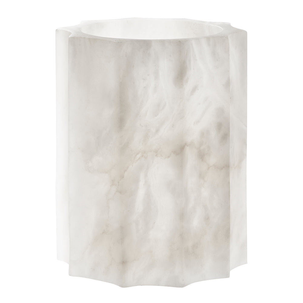Corby Cast Alabaster Fluted Cylinder Wall Light - 4 Inch - Aged Brass