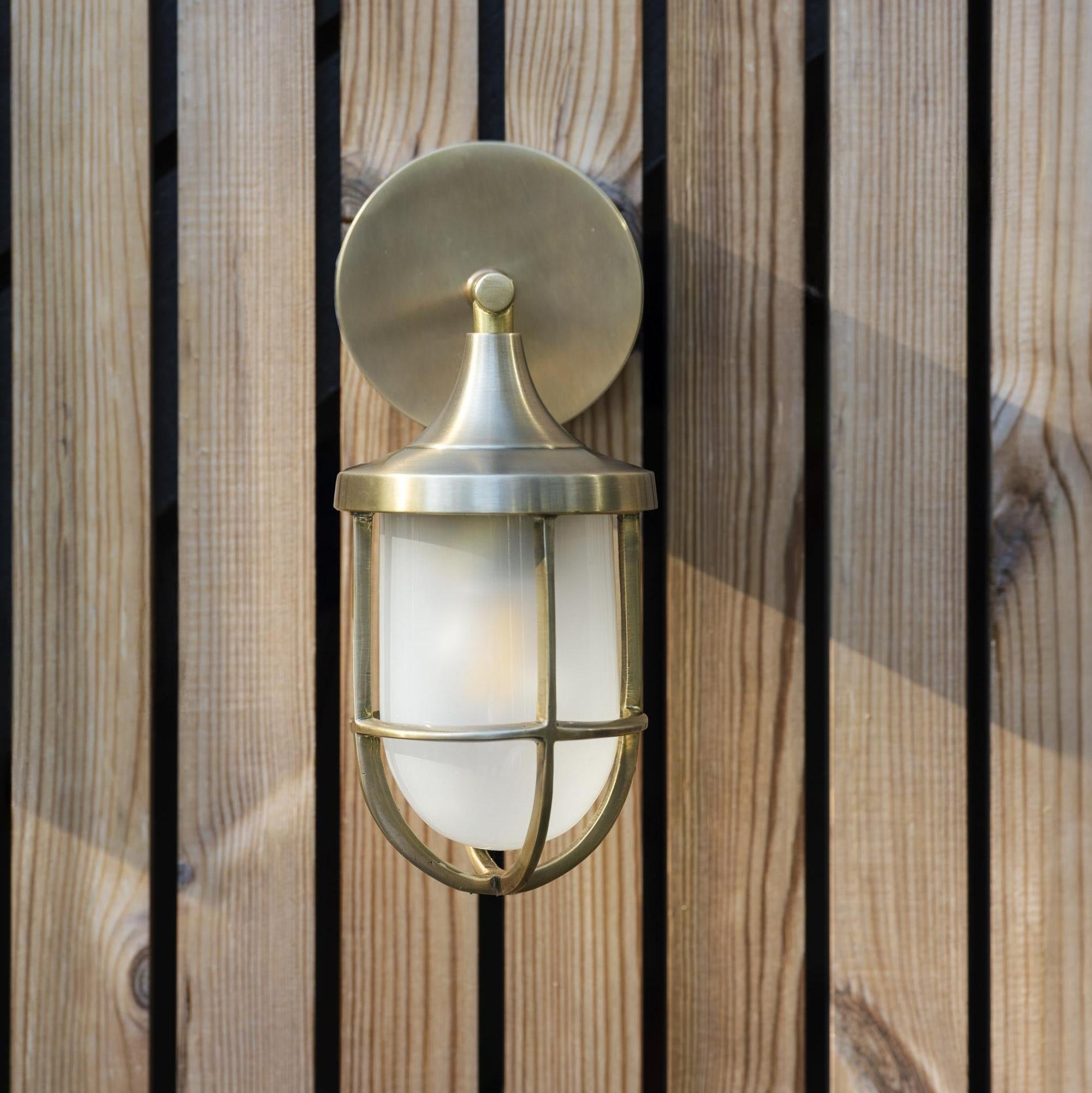 Harbour Outdoor & Bathroom Wall Light in Brass with Frosted Glass