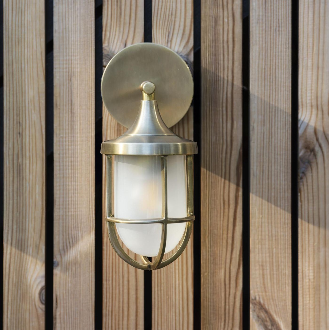 Harbour Outdoor & Bathroom Wall Light in Brass with Frosted Glass