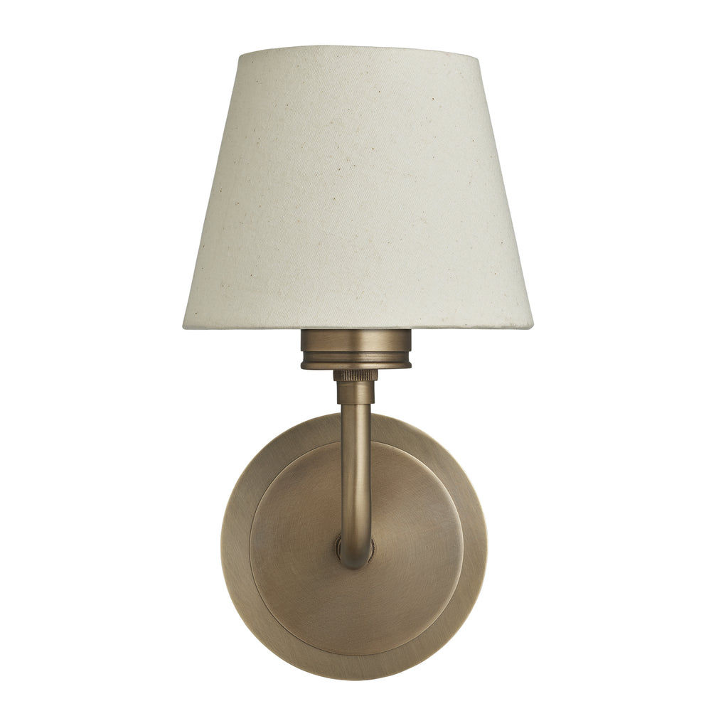 Albany Wall Light with Natural Cotton Shade in Brass, Product Code AL-WL-S-B-EM-S-NC-GB