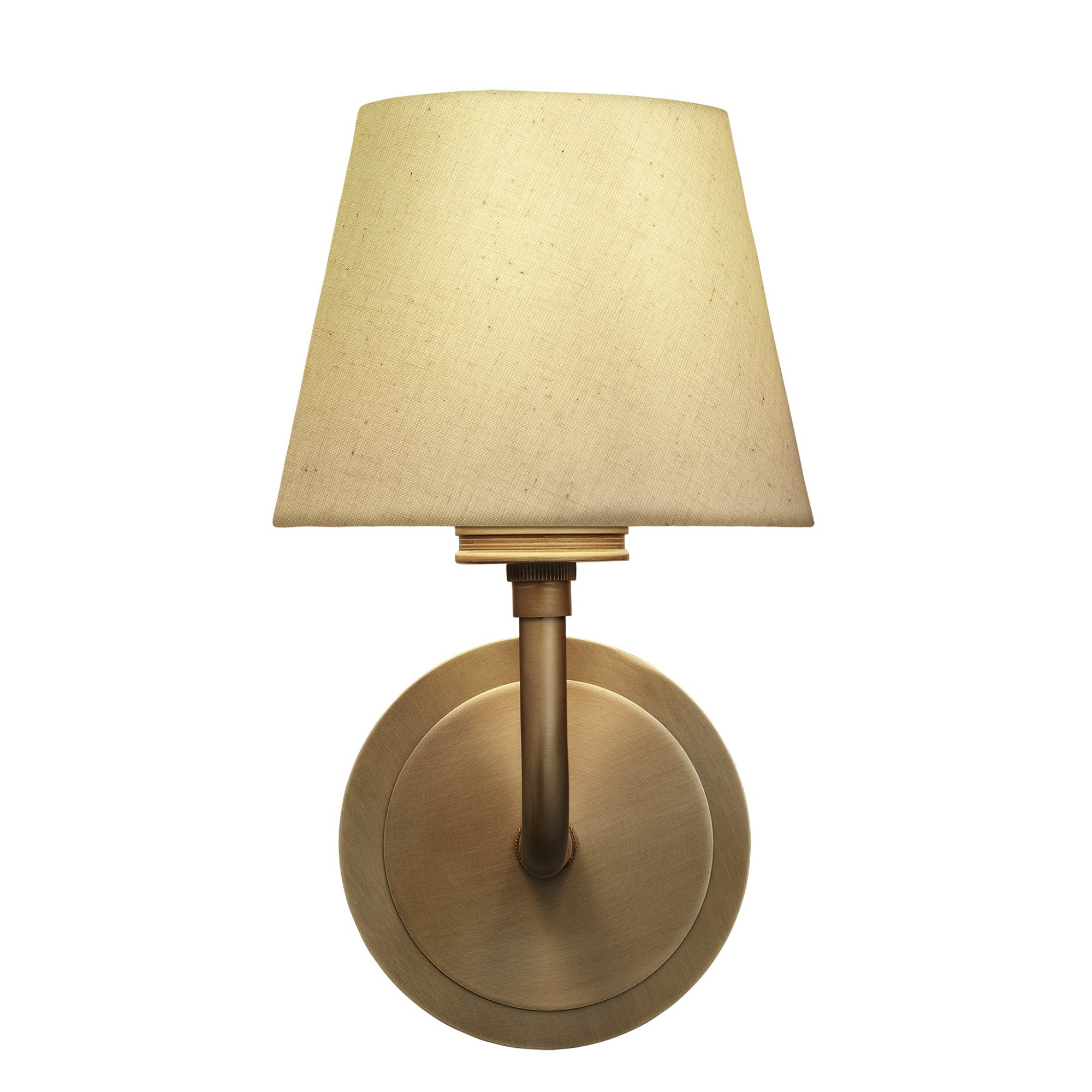 Albany Wall Light with Natural Cotton Shade in Brass, Product Code AL-WL-S-B-EM-S-NC-GB