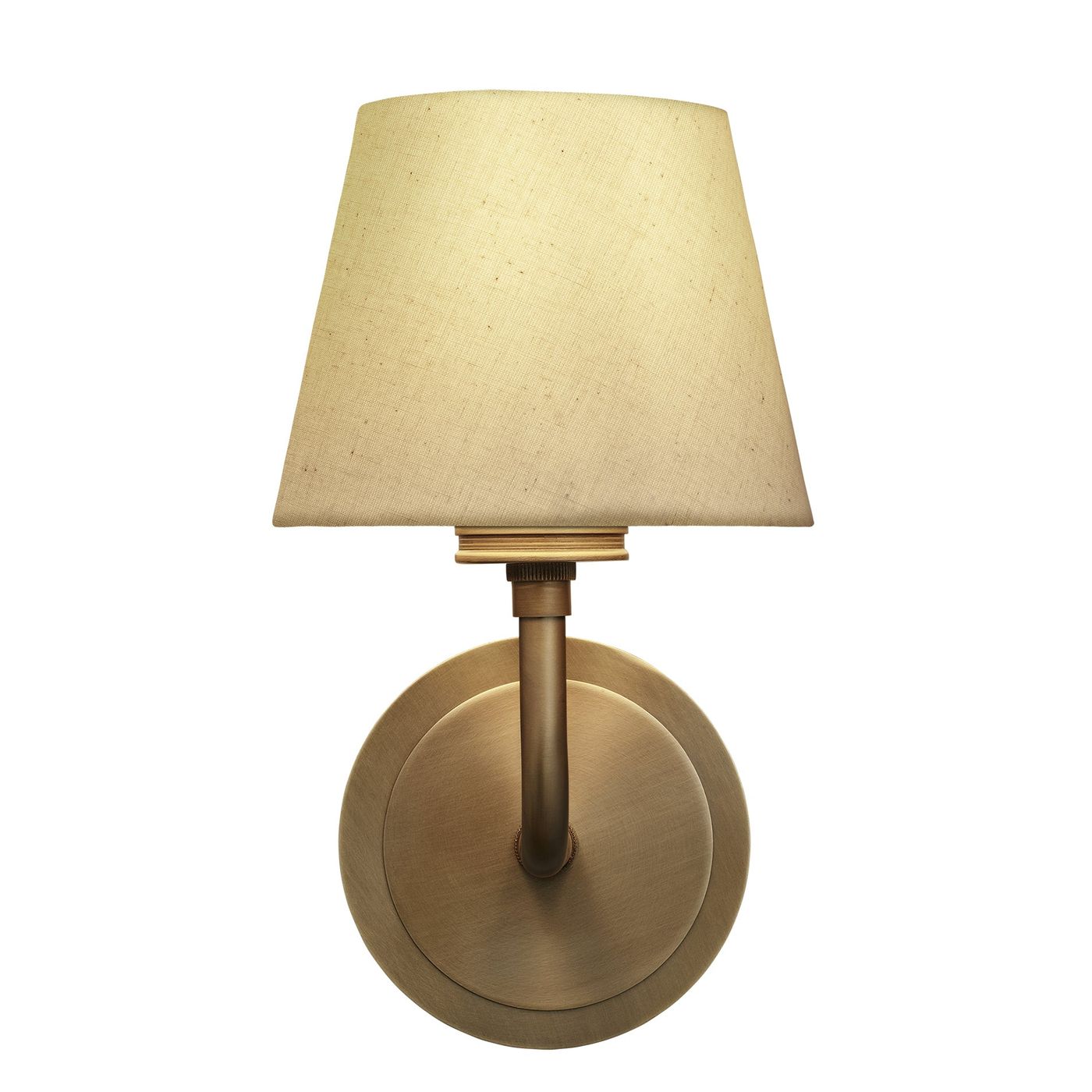Albany Wall Light with Natural Cotton Shade in Brass, Product Code AL-WL-S-B-EM-S-NC-GB