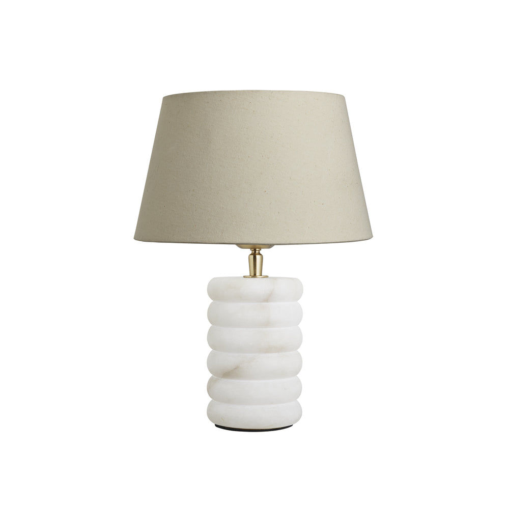 Alabaster Dual Lit Table Lamp Light with Natural Cotton Medium Empire Shade, product code is AL-DUTL-EM-M-NC