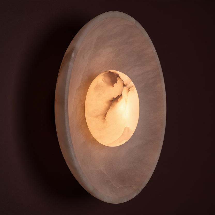 Alabaster Wall Light in 10 inch in White, Product Code AL-WL10-W