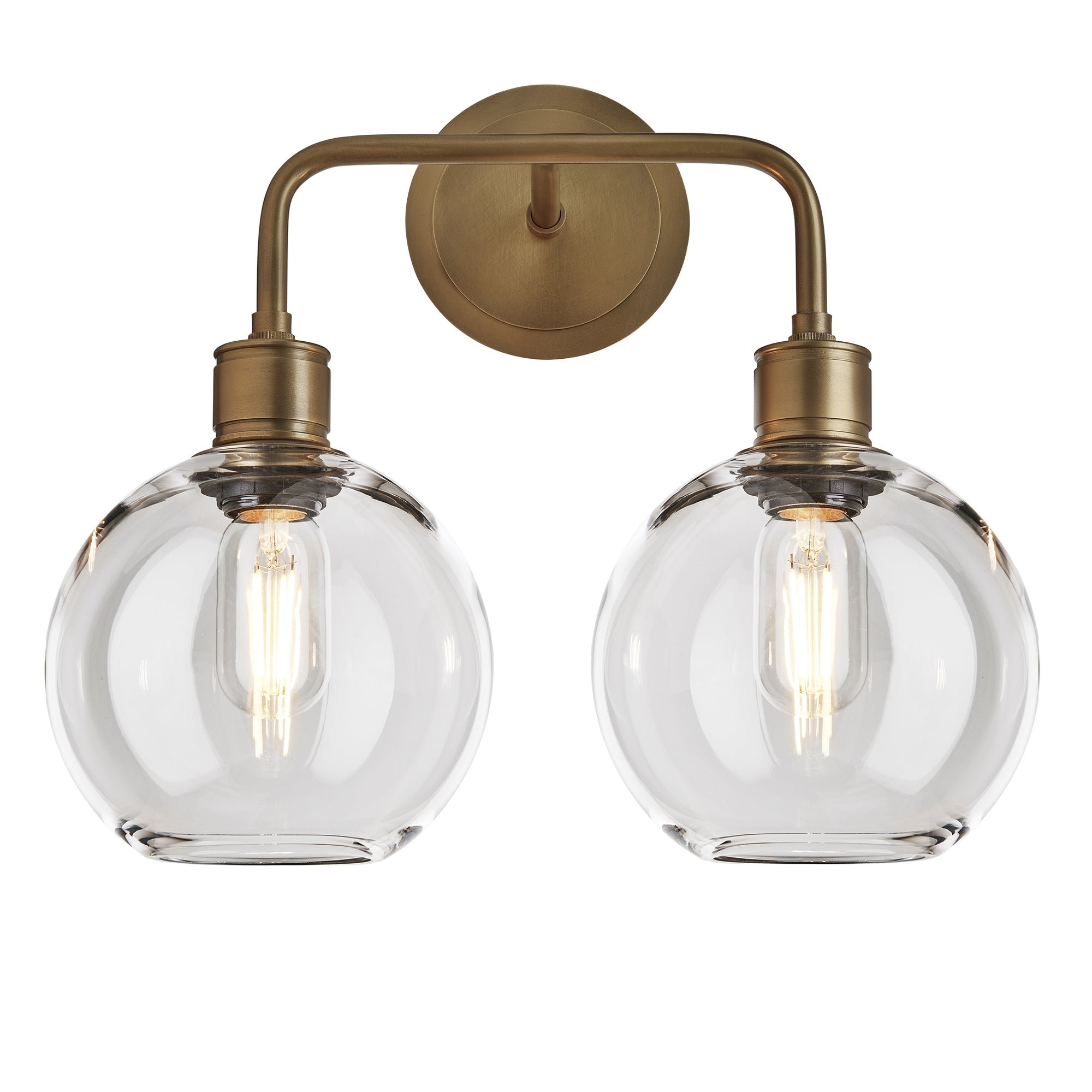 Albany Clear Glass Globe Double Wall Light  7 Inch with Brass Holder