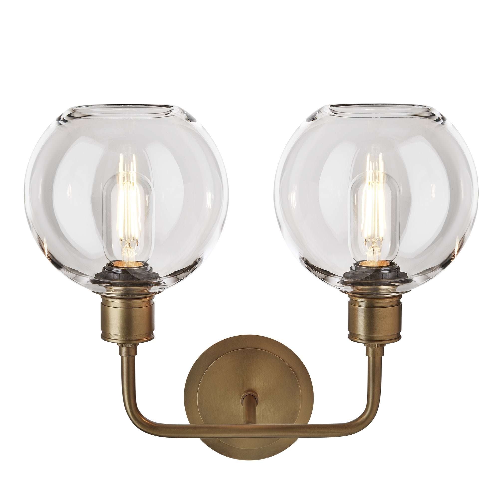 Albany Clear Glass Globe Double Wall Light  7 Inch with Brass Holder