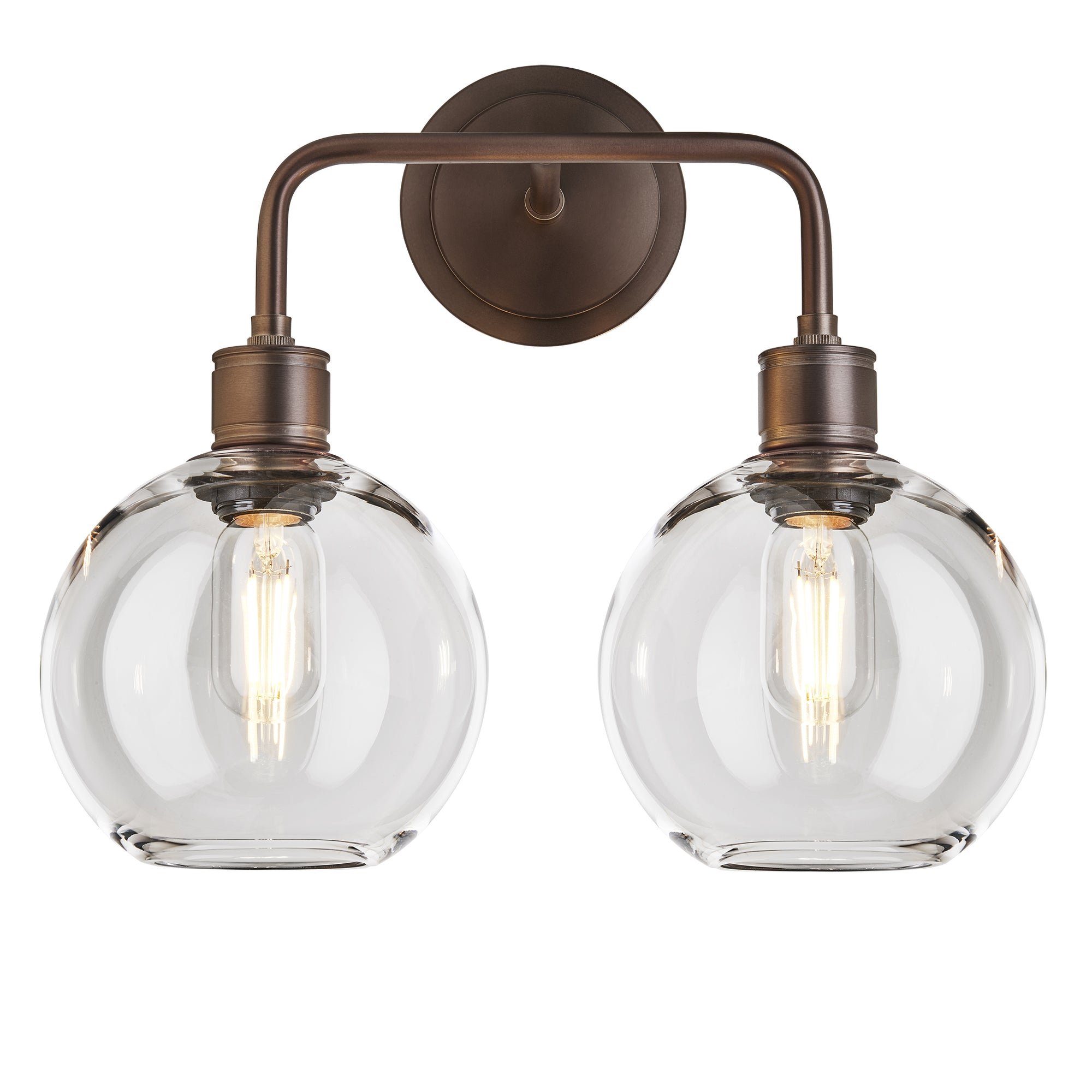 Albany Clear Glass Globe Double Wall Light  7 Inch with Bronze Holder
