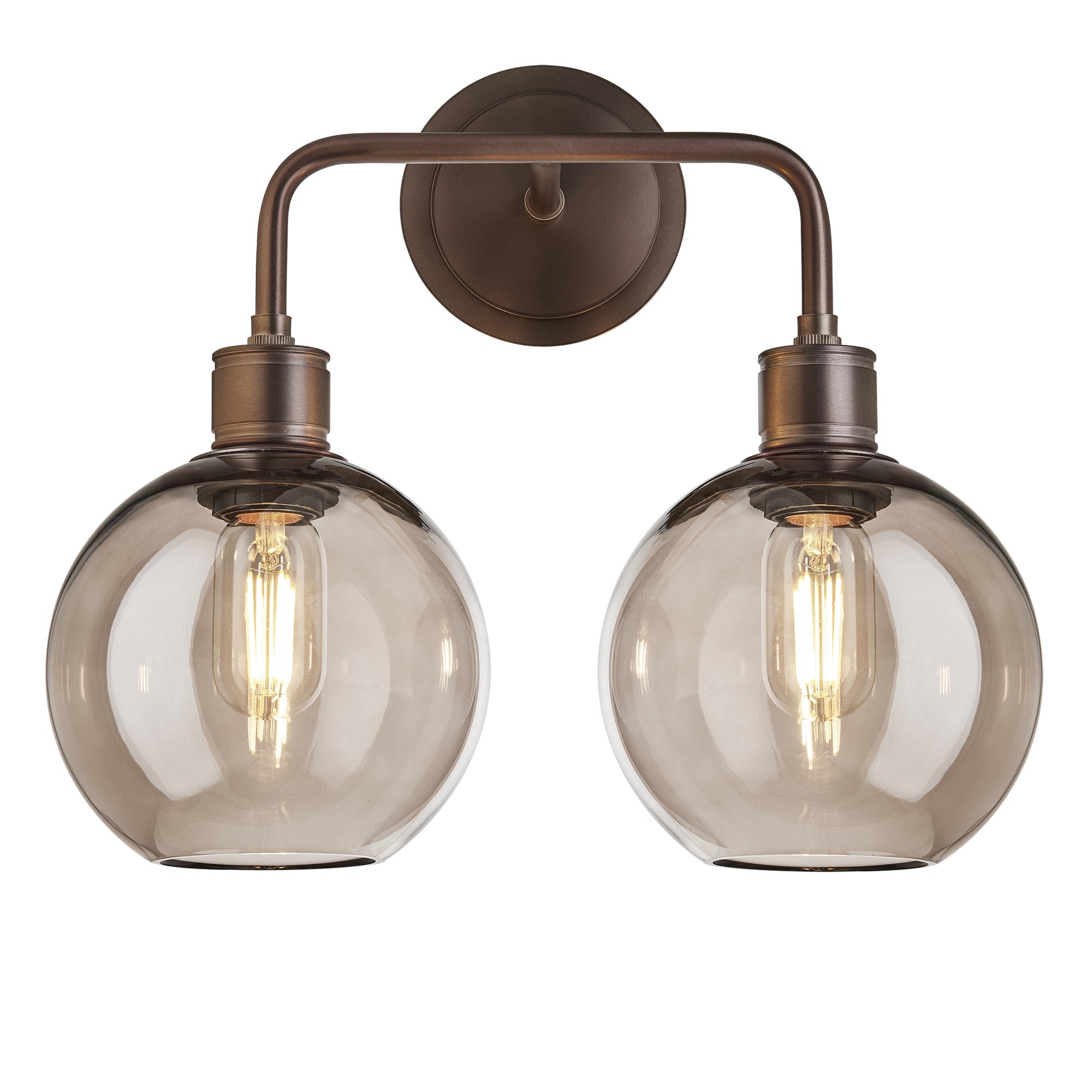Albany Smoked Glass Globe Double Wall Light  7 Inch with Bronze Holder