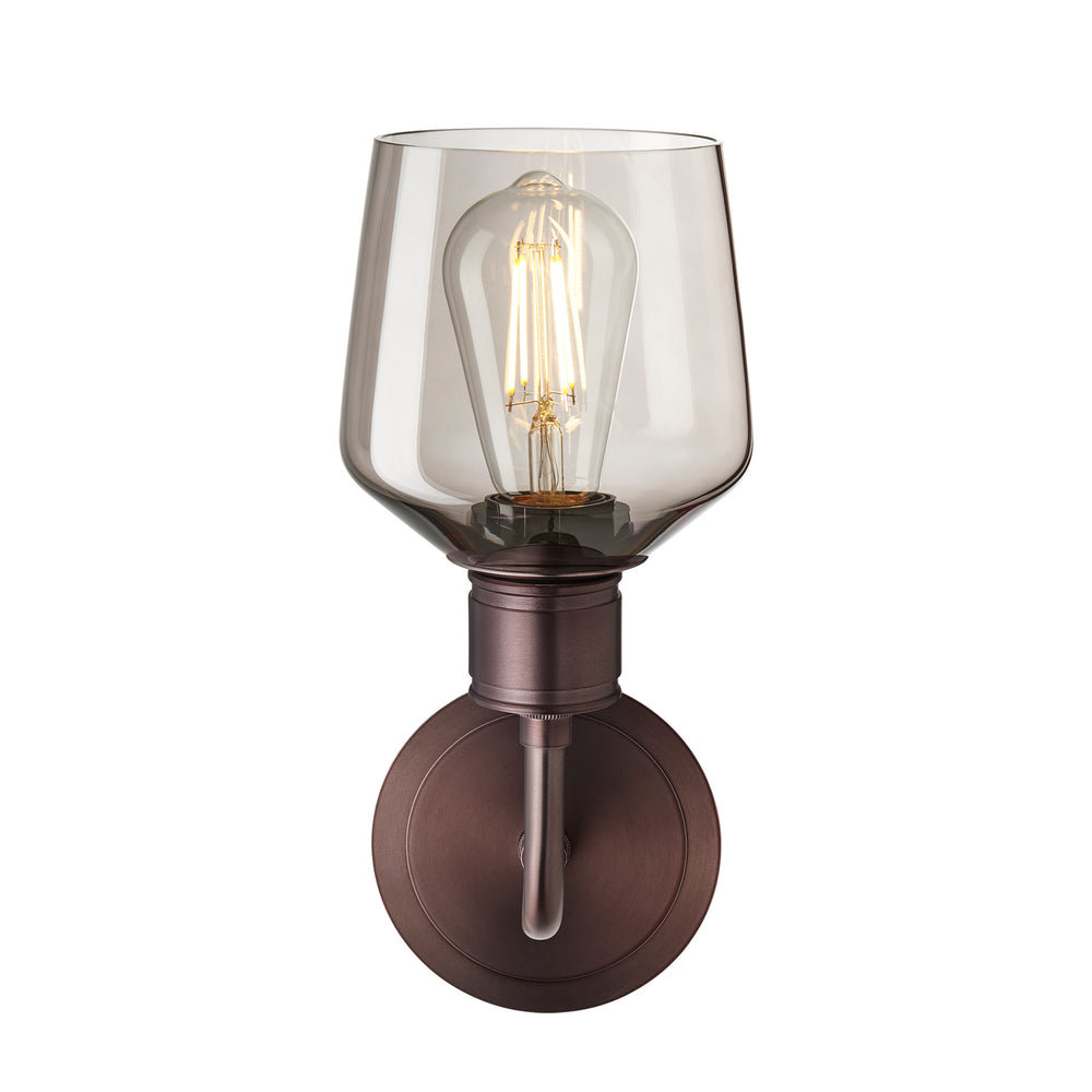 Albany Clear Glass Schoolhouse 5 Inch Single Wall Light with Bronze holder