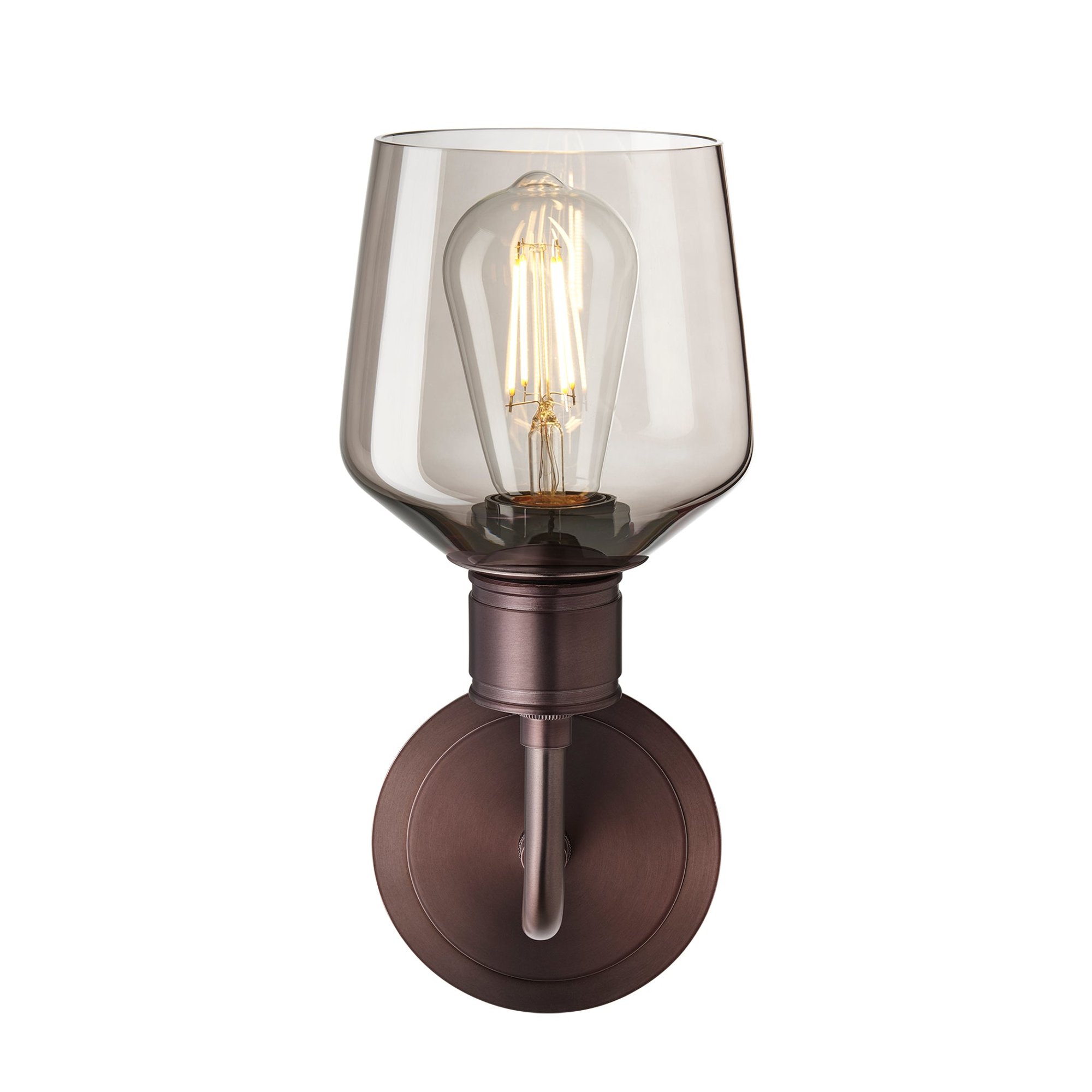 Albany Clear Glass Schoolhouse 5 Inch Single Wall Light with Bronze holder