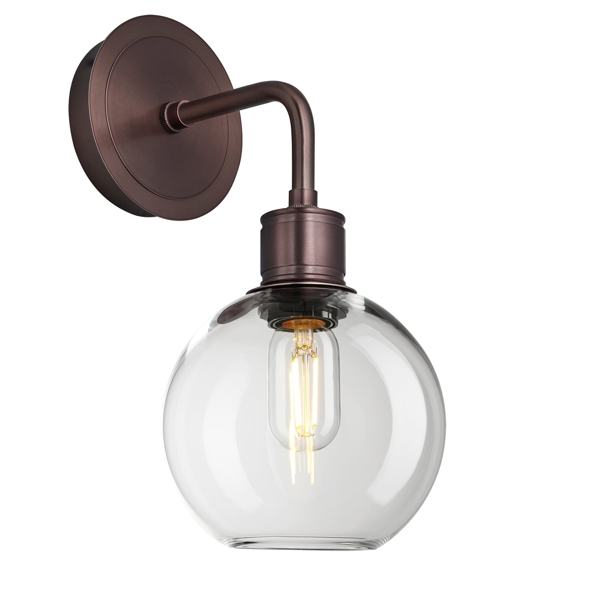 Albany Glass Globe Single Wall Light  with 7 Inch Clear glass and bronze holder