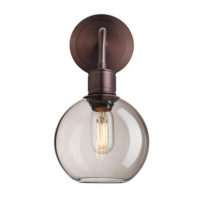 Albany Glass Globe Single Wall Light with a 7 inch mocha glass globe and bronze holder shown in a straight on view