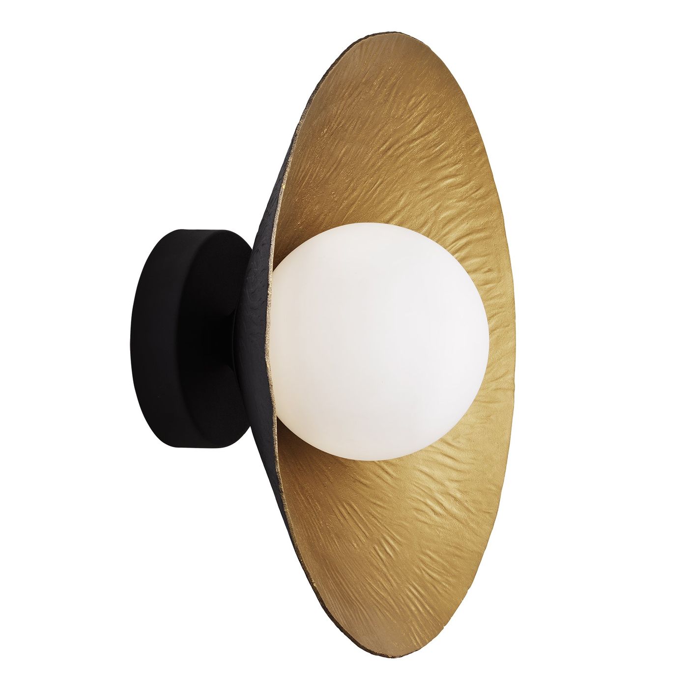 Brass and Black Flume Diffuser Wall Light - 12 Inch  - FH-WL12-B-BK