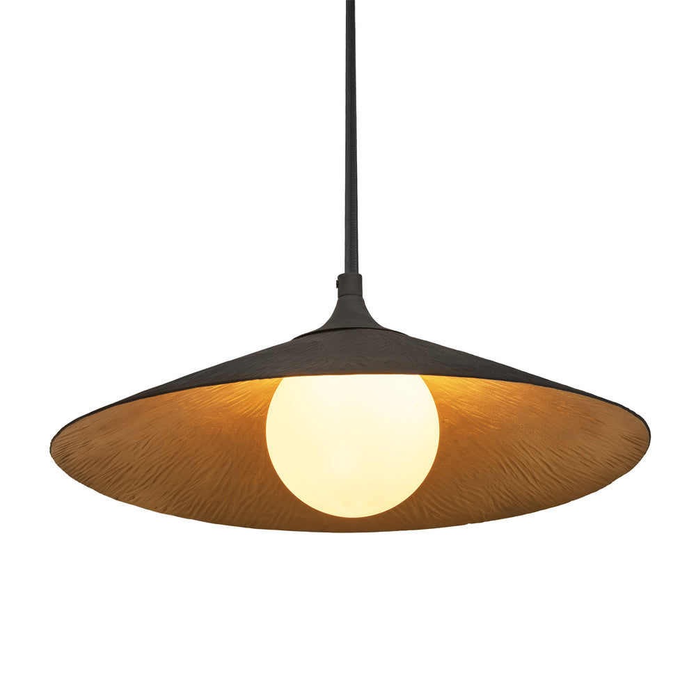 Brass & Black Flume Pendant Light - 17 Inch - FH-P17-B-BK