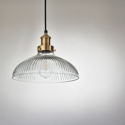 Brooklyn Glass Dome Pendant Light in 12 Inch with Brass Finish Holder,  product code is BR-GLDP12-BH