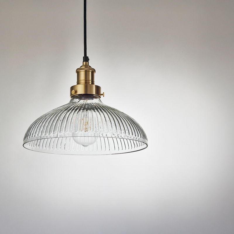 Brooklyn Glass Dome Pendant Light in 12 Inch with Brass Finish Holder,  product code is BR-GLDP12-BH